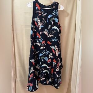 Banana Republic Floral Fit & Flare Leaf Dress – Size 14 Tall Layered Skirt